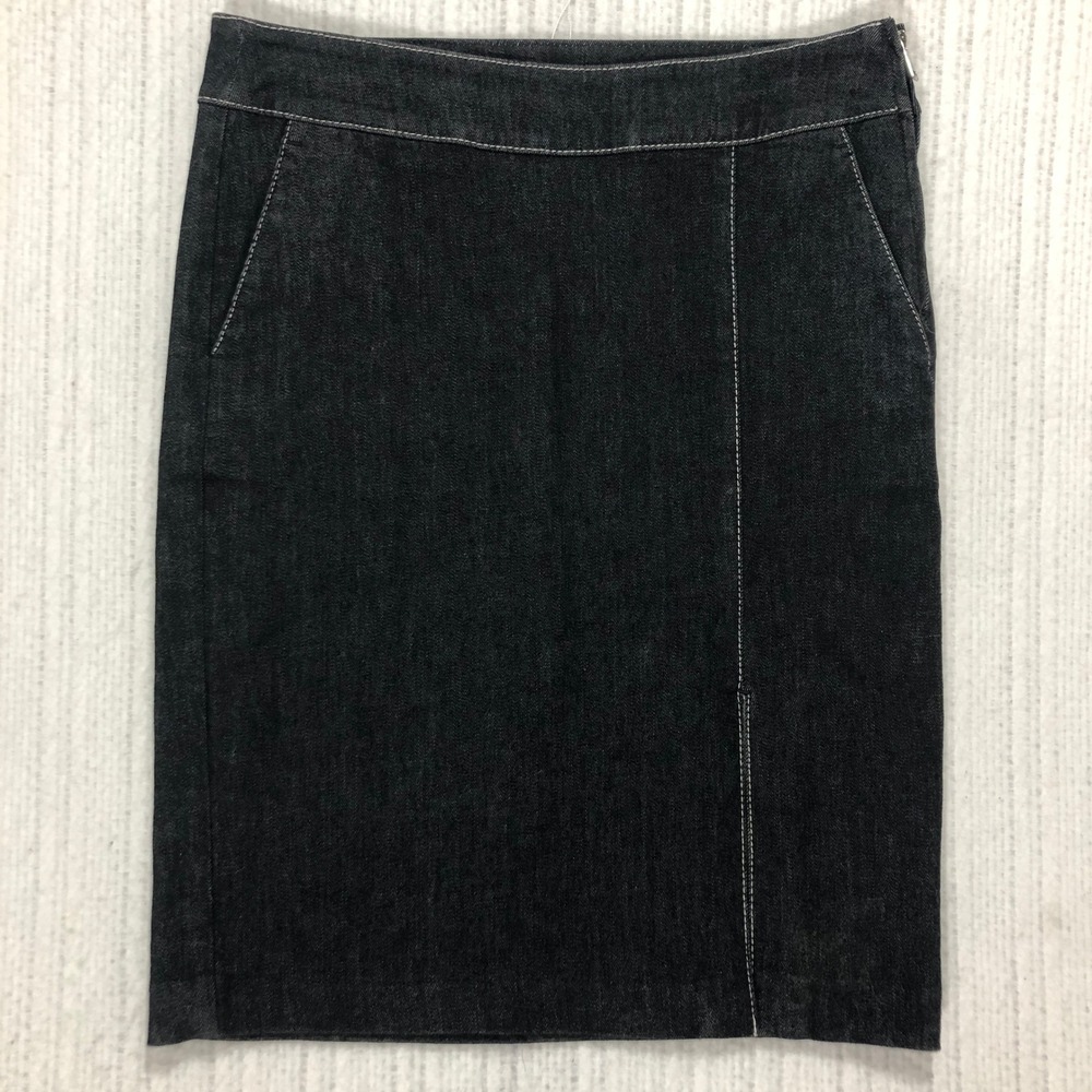 Lauren Ralph Lauren Black Denim Pencil Skirt Petite 2P Dark Wash Side Zip